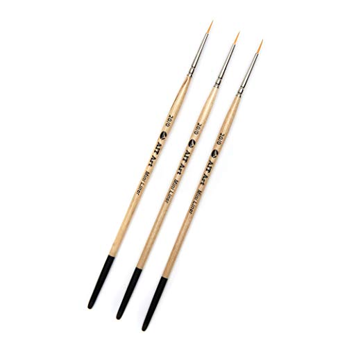AIT Art Mini Liner Detail Paint Brushes, Size 20/0, Pack of 3, Handmade in USA for Trusted Performance Painting Small Details with Oil, Acrylic, and Watercolors - size: 20/0