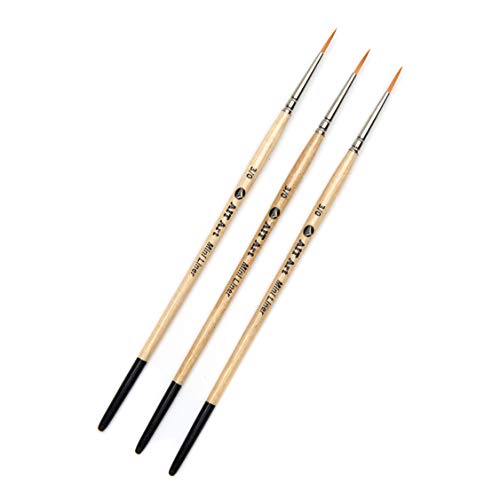 AIT Art Mini Liner Detail Paint Brushes, Size 3/0, Pack of 3, Handmade in USA for Trusted Performance Painting Small Details with Oil, Acrylic, and Watercolors - size: 3/0