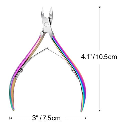 4 Pack Professional Cuticle Nippers, Rainbow Nail Trimmer & Cutter - color: Rainbow Color