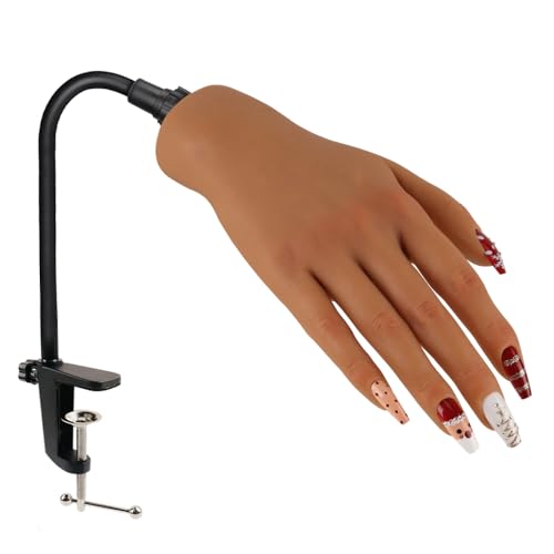 Nail Pratice Training Hand for Acrylic Nails with Stand Bracket,Soft Silicone Maniquin Hand, Flexible Bendable Nail Practice Fake Hand for Nails Art Practice Tool - color: 4#, size: Right Hand