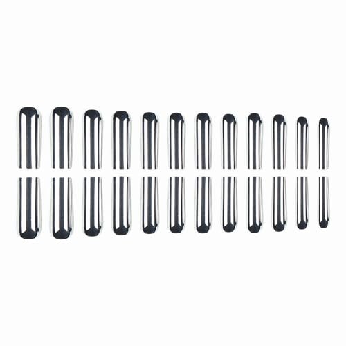 MISUD Press on Nails - Long Square Glue on Nails with Silver Chrome, Acrylic Metallic Design 24 pcs - color: 07814-13Silver