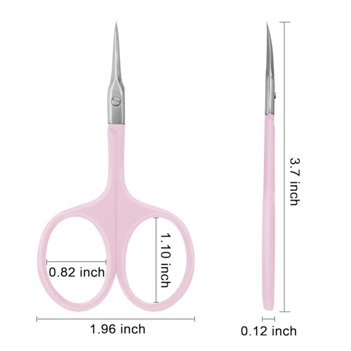 CGBE Cuticle Scissors, Extra Fine Curved Eyebrow Scissors, Pink - color: Pink