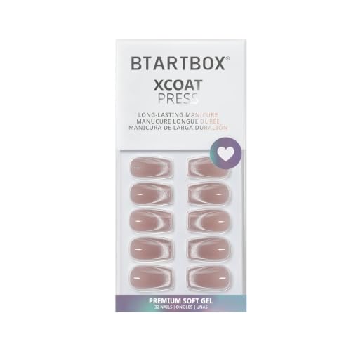 BTArtbox Press On Nails, Short Coffin French Tip Nails, 32 Pcs Full Kit - color: A1-Milky Way
