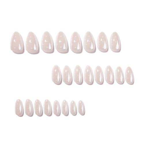 White Polka Dot Press On Nails Short Almond Fake Nails Glossy Glue On Nails - color: BD-White-11