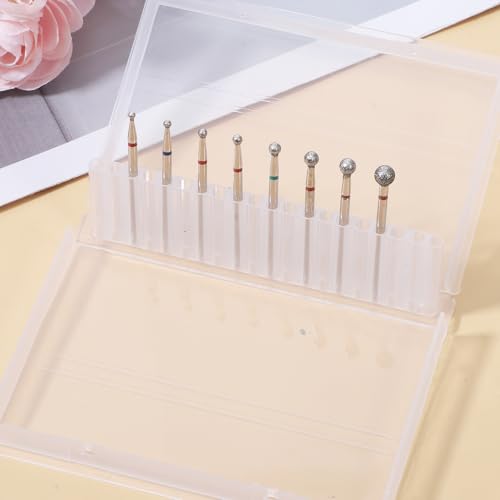 8 PCS Cuticle Ball Bit Nail Drill Bit Sets Ball Drill Bits for Nails Various Sizes 3/32 Inch Professional Manicure Pedicure Nails Salon Tools for Nail Technician
