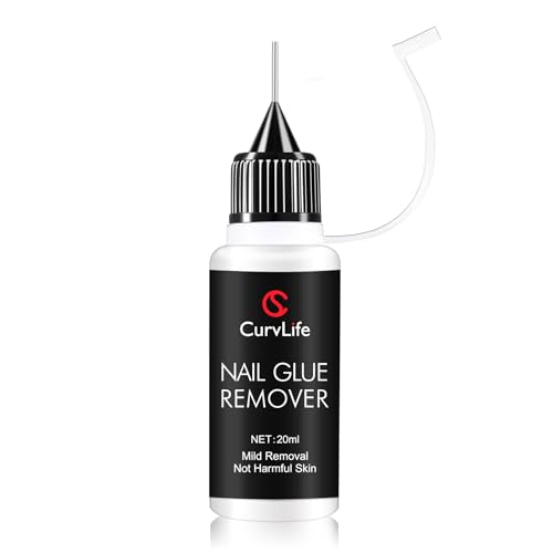 Curvlife 20ml Pinpoint Nail Glue Remover for Press on, Multi-Functional Remover for Nails Tips, Gentle Glue Remover for Gel x Nails, Non-Acetone Nail Polish Remover - size: 0.5 Fl Oz (Pack of 1)
