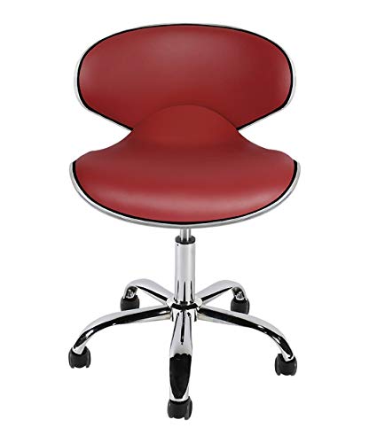 J & A Euro Pedicure Stool Salon Spa Chair Adjustable 13 to 16 Inch, Red - color: Red