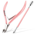 Makartt 7mm Pink Cuticle Nipper & Pusher, Stainless Steel, Dual-Spring - color: Pink