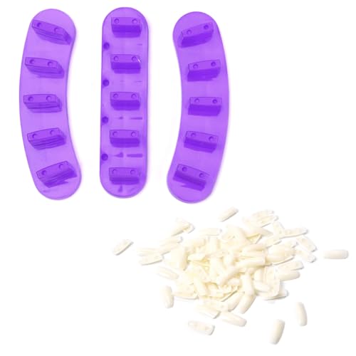 3PCS Nail Stand Nail Practice Display Board Nails Display Practice False Nail Art Tips Practice Display Stand Tool Nail Training Tools Plastic Stand with 110PCS Tips (Purple) - color: Purple