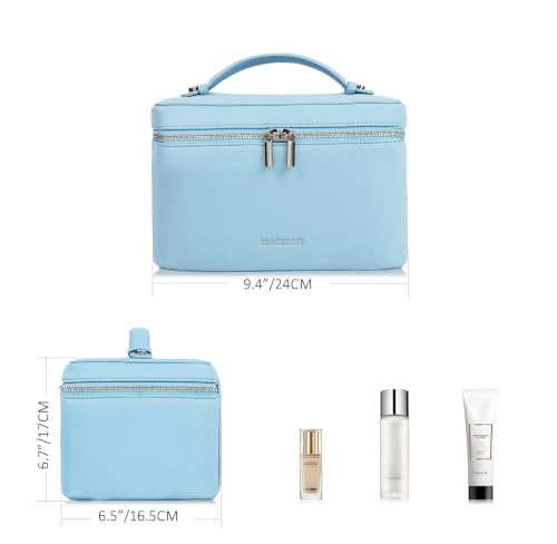 Travel/Daily Makeup Bag/Cosmetic Case with Detachable LED Mirror - color: Sky Blue