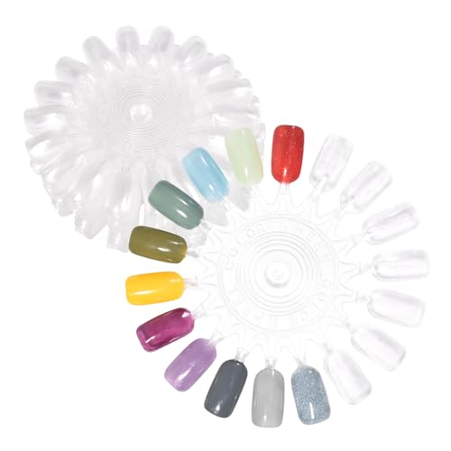 20Pcs False Nail Swatches Wheels for 360 Color Nail Tips Acrylic Nail Art Polish Display Nail Practice Tips Board for Manicure, Home DIY/Nail Art Salon Show, Clear - color: 20Pcs Clear
