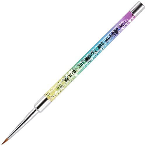 PANA Kolinsky 3D Acrylic Nail Brushes with Liquid Glitter Handle - For Professional Acrylic Powder Liquid Manicure Pedicure (Rainbow Color, Size #2) - style: style 2