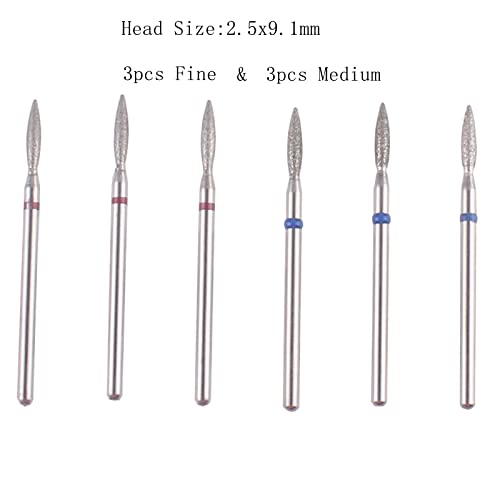 Flame Shape Diamond Cuticle Nail Drill Bit Set for Nail Prep - size: Slim Flame