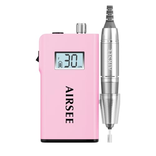 AIRSEE Rechargeable 30000RPM Electric Nail Drill,Salon Home Use,E8 Pink - color: E8 Pink