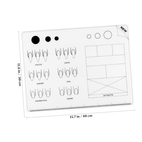 Ipetboom Acrylic Nail Mat Silicone Training Sheet - Manicure Mat Practice Pad - Flexible Roll Up Nail Art Trainer Sheet for Application Fingernails Practice Supply