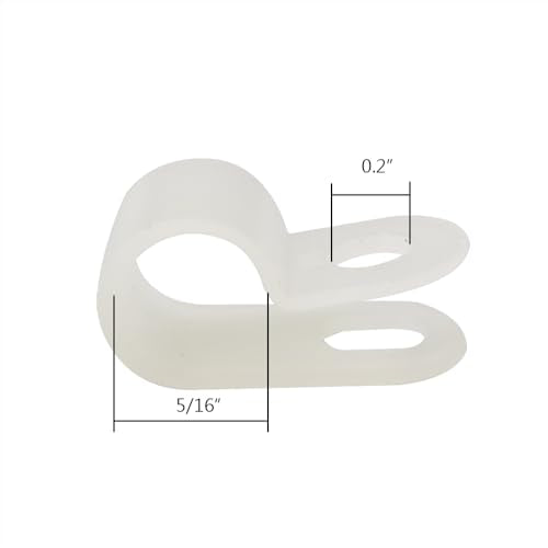 Cable Clamp R-Type Cable Clip Wire Clamp 5/16" Nylon Screw Mounting Cord Fastener Clips with Screws for Wire Management - White - 50 Pcs - size: 5/16" White