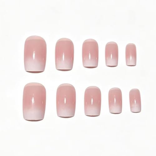 French Tip Press on Nails Medium Square Fake Nails with Ombre Designs Glossy Nails Press ons White Glue on Nails Cute False Nails Acrylic Stick on Nails for Women 24Pcs - color: Ombre Designs