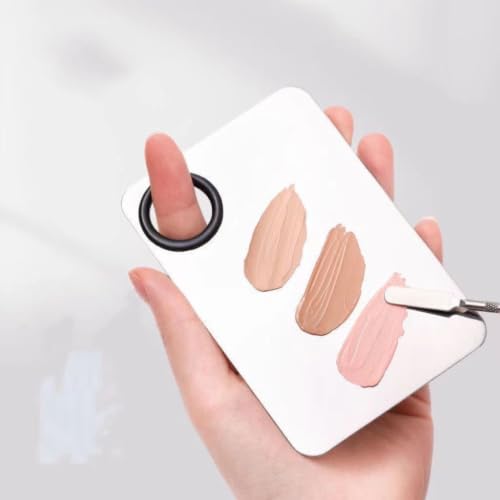 Professional Acrylic Makeup Palette for Cosmetic Mixing, Nail Art, Eyeshadow and Eyelash Application with Blending Tool (Silver) - color: Silver