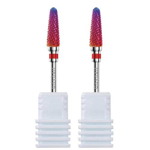 3/32" 2PCS Clean Cone Carbide Cuticle Cleaner Bit for Nail Prep & Cleaning - color: 008 Purple, size: F