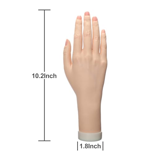 Practice Hand for Acrylic Nails Realistic Mannequin Hand for Nails Practice Soft Flexible Bendable False Fake Nail Hand Art Trainer Manicure Practice Hand Tool and Rings Display of Bracelets (Right) - size: Right