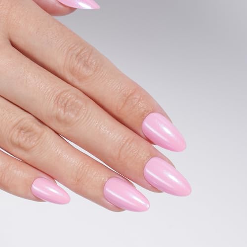Baby Pink Cat Eye Press On Nails, Short Almond Reusable Nails - color: A2-Candy Sparkle