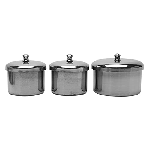 3PCS Stainless Steel Nail Art Dappen Dish with Lid for Acrylic Nail Liquid