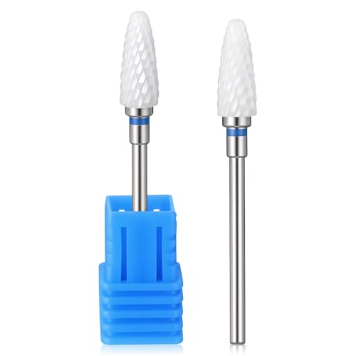 3/32" Professional Acrylic Nail File Cuticle Bit Ceramic Nail Drill Bit Remove Acrylic Hard Gels Fast Remove Flame Drill Bits for Manicure Cuticle Cleaner Pedicure Gel Polishing