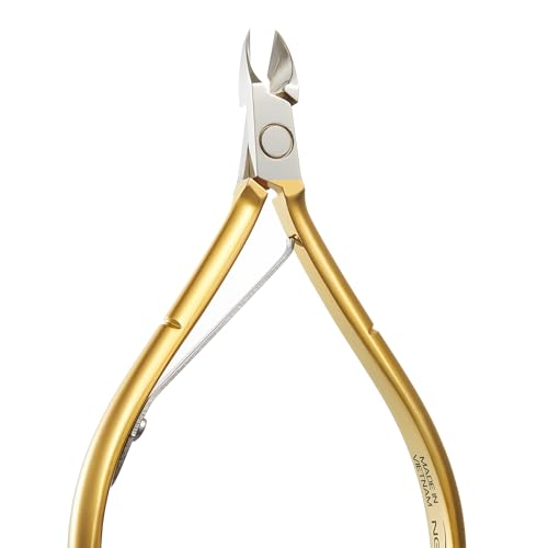 Hard Steel Cuticle Nipper D-555 - Kem Nghia - color: Gold - 1 Spring