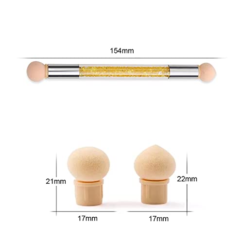 1pcs Nail Sponge Pen, Ombre Nail Brush Nail Design Brushes Nail Art Brushes Gel Acrylic Manicure Brush Nail Art Tools with 16Pcs Replaceable Sponge Heads (Yellow) - color: Yellow