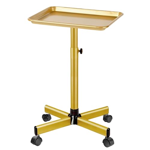 Salon Tray on Wheels,Gold Salon Rolling Tray,Tattoo Tray - color: Gold