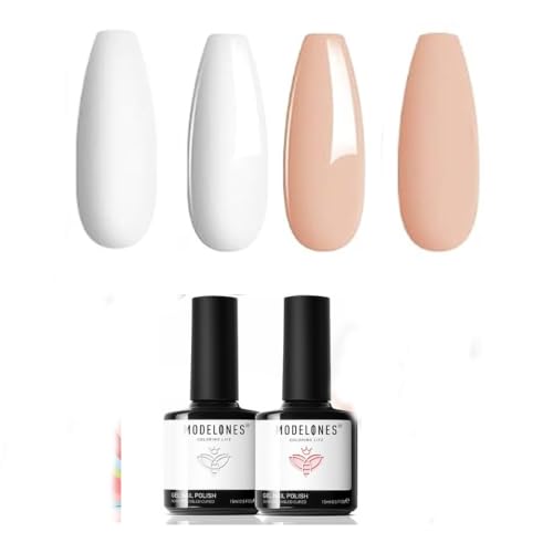 modelones 2 Pcs 15ml Nude Gel Nail Polish Kit, Vibrant Holiday Gel Polish Set Soak Off - color: Nude