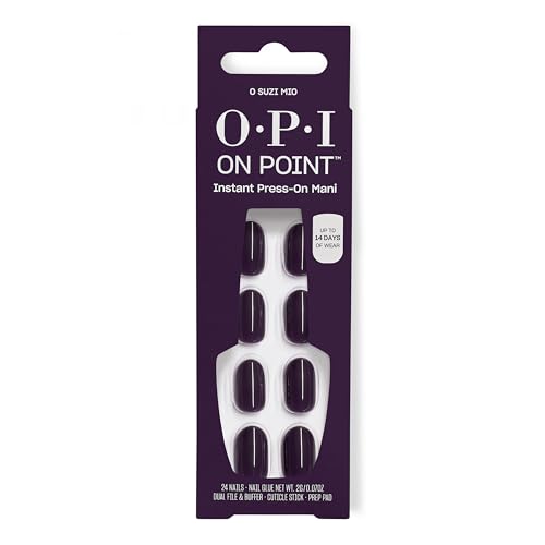 OPI On Point Press On Nails | Instant Mani | 24 Count With Nail Glue - color: O Suzi Mio | Dark Purple, style: Short Round