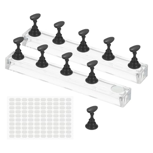 uxcell 2 Pcs Acrylic Nail Stand for Press on Nail Holder Black - color: Black