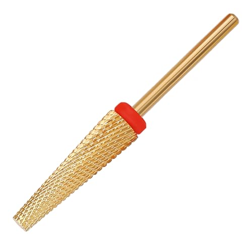 Super Long 5 in 1 Nail Drill Bits, Professional 3/32'' Carbide Tungsten Two Way Rotary Advanced Safety Bits, Fast Remove for Manicure Pedicure Cuticle Acrylic Nails (Gold, Fine-F) - color: Gold, size: Fine-F