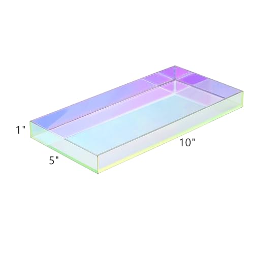 ROYALITA Iridescent Acrylic Vanity Tray, Small Acrylic Trays Spill Proof - size: 10" x 5" x 1"