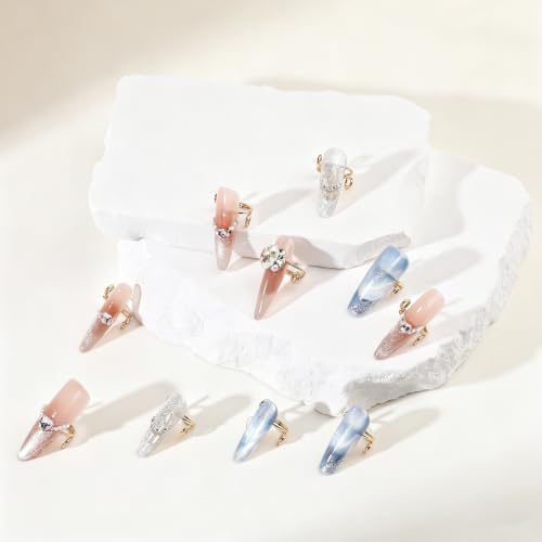 20Pcs Wudu Nail Rings with 120Pcs Adhesive Nail Tabs-Gold - color: Gold