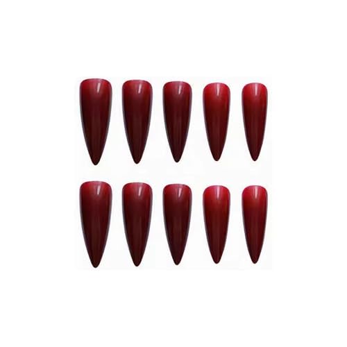 MISUD Press on Nails - Long Stiletto Fake Nails with Goth Red, Acrylic Gothic Vampire Design 24 pcs - color: 02305-11Burgundy