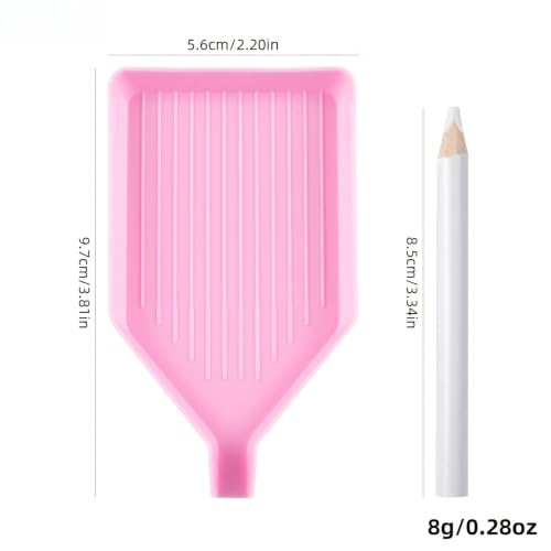Nail Art Rhinestone Picker Tool Set, Wax Pencil with Diamond Painting Tray, Crystal Gem Picker Pen and Bead Sorting Tray for Nail Art, Diamond Painting, Jewelry Making & Crafts（Pink）