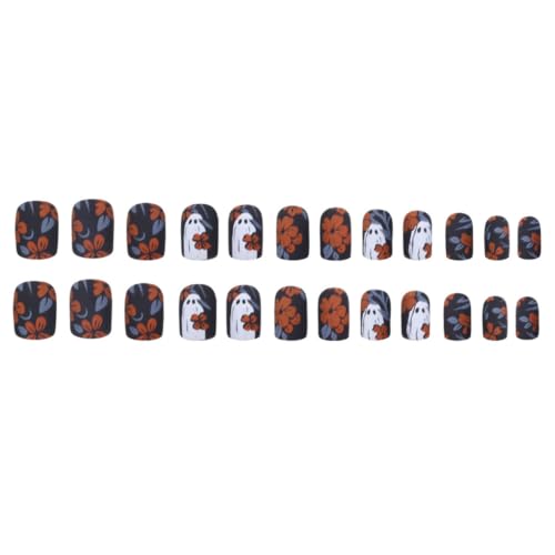 Halloween Press On Nails Medium Square Matte Black Fake Nails - color: Halloween26-Black-9