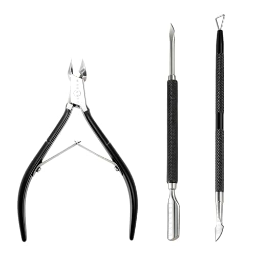 Makartt 3-Pack Black Cuticle Nipper Set, Pusher & Nail Trimmer - size: Black-3pcs