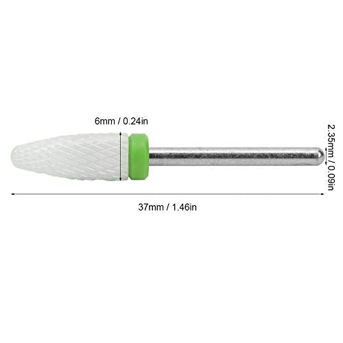 Walfront Ceramic Nail Drill Bit Corn-Head-Shape Professional Grinding Head for Nail Polishing(Green) - color: Green