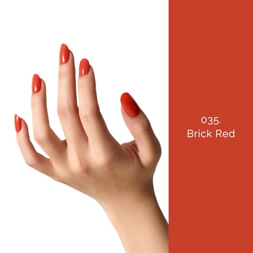 NAILOG Semi Cured Gel Nail Strips 20Pcs Gel Nail Stickers - Brick Red - color: Brick Red