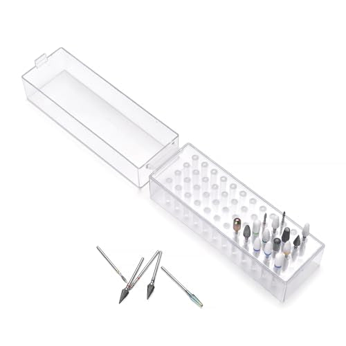 Nail Drill Bits Holder 48 Holes Drill Bits Organizer Case Clear