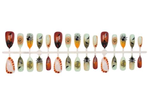 30pcs Halloween Press on Nails 3D Spider Gothic Bat Fake Nails - color: Halloween Press on Nails 09
