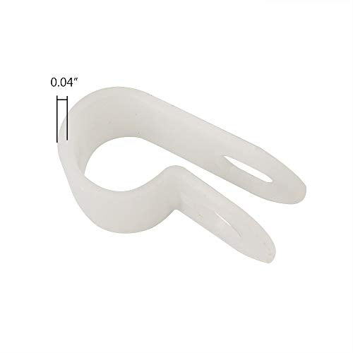 Cable Clamp R-Type Cable Clip Wire Clamp 5/16" Nylon Screw Mounting Cord Fastener Clips with Screws for Wire Management - White - 50 Pcs - size: 5/16" White