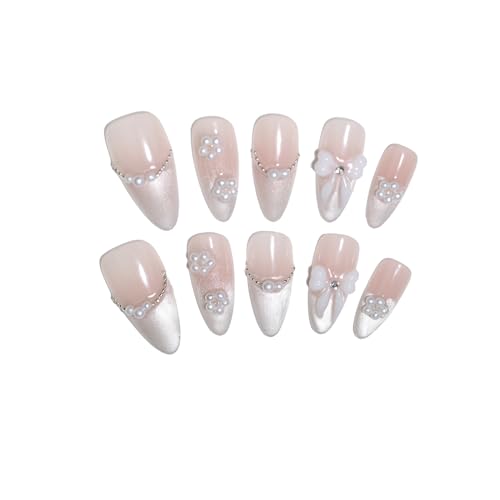 Handmade Short Almond French Press On Nails,Reusable&Salon Quality(A021,S) - color: A021, size: Small