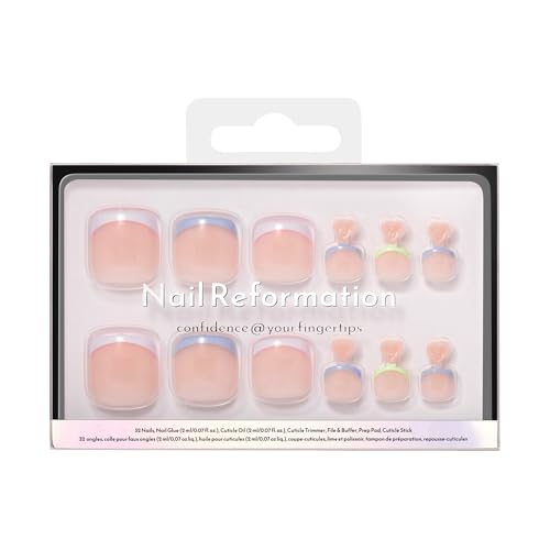 Nail Reformation Press On Toenails Natural Nude Short Square Fake Toe Nails - color: Pastel Sky