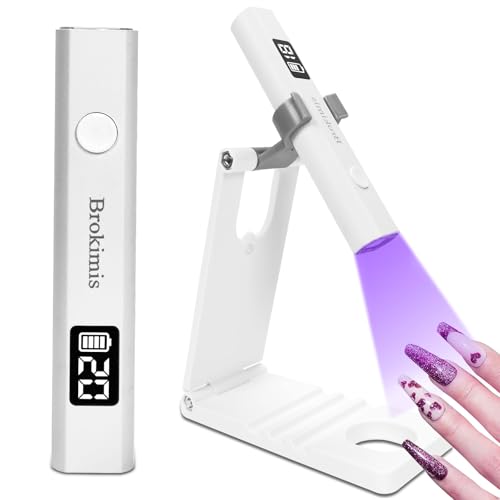 Brokimis Handheld UV Light for Gel Nails with Stand Mini Nail Lamp - color: White