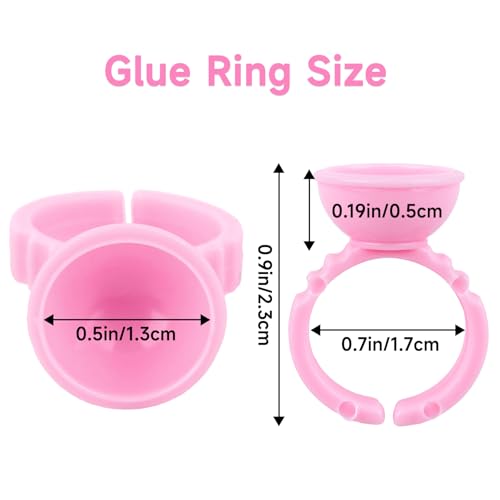 G2PLUS 100PCS Pink Disposable Plastic Nail Art Tattoo Glue Rings Holder Eyelash Extension Rings Adhesive Pigment Holders Finger Hand Beauty Tools (Pink) - color: PinK