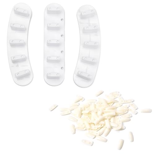 3PCS Nail Stand Nail Practice Display Board Nails Display Practice False Nail Art Tips Practice Display Stand Tool Nail Training Tools Plastic Stand with 110PCS Tips (White) - color: White